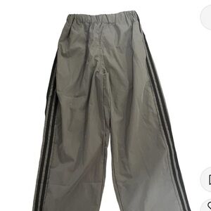 Gray Track Pants with Black Stripes